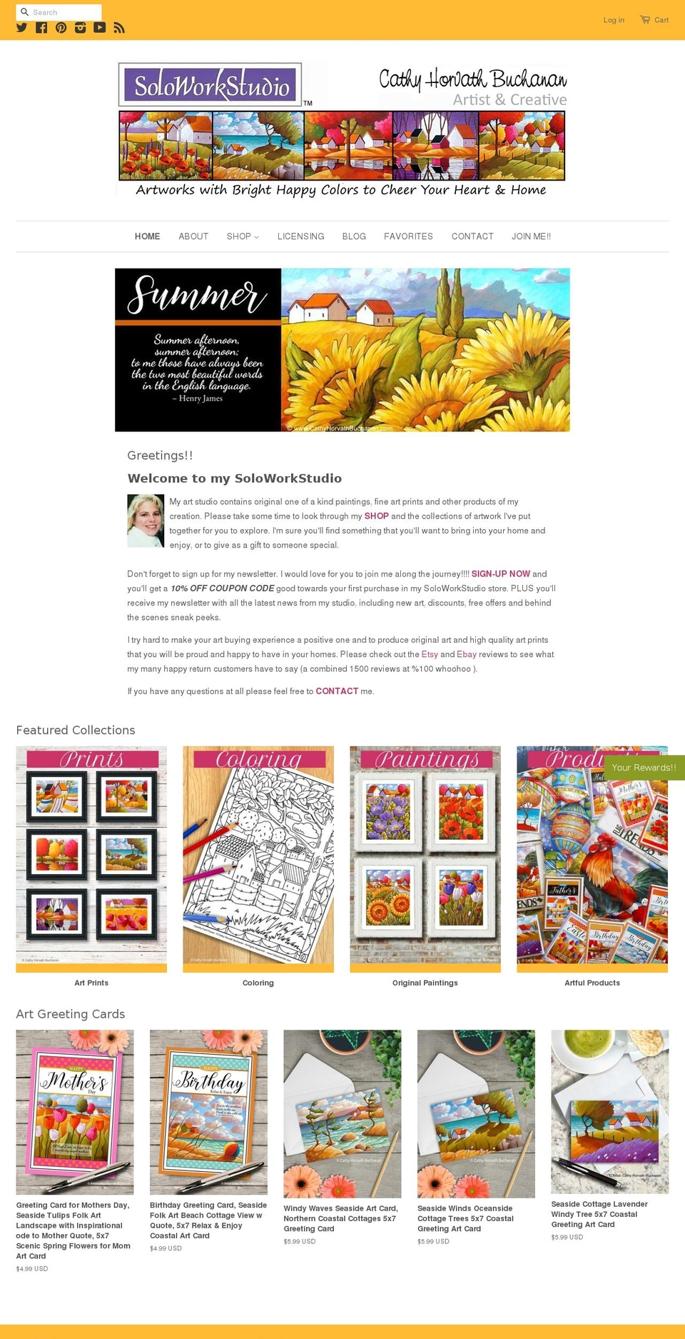 cathyhorvath.com — Shopify storefront screenshot