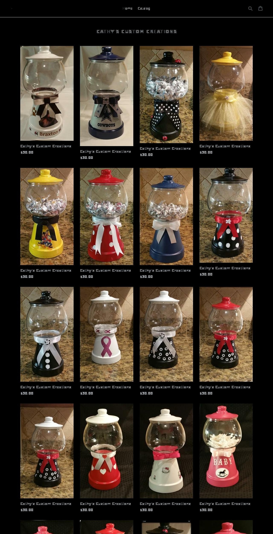 cathyscustomcreations.com shopify website screenshot