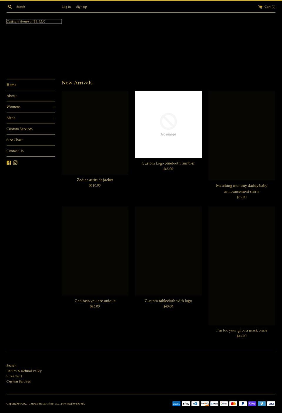 catinashouseofbb.com shopify website screenshot