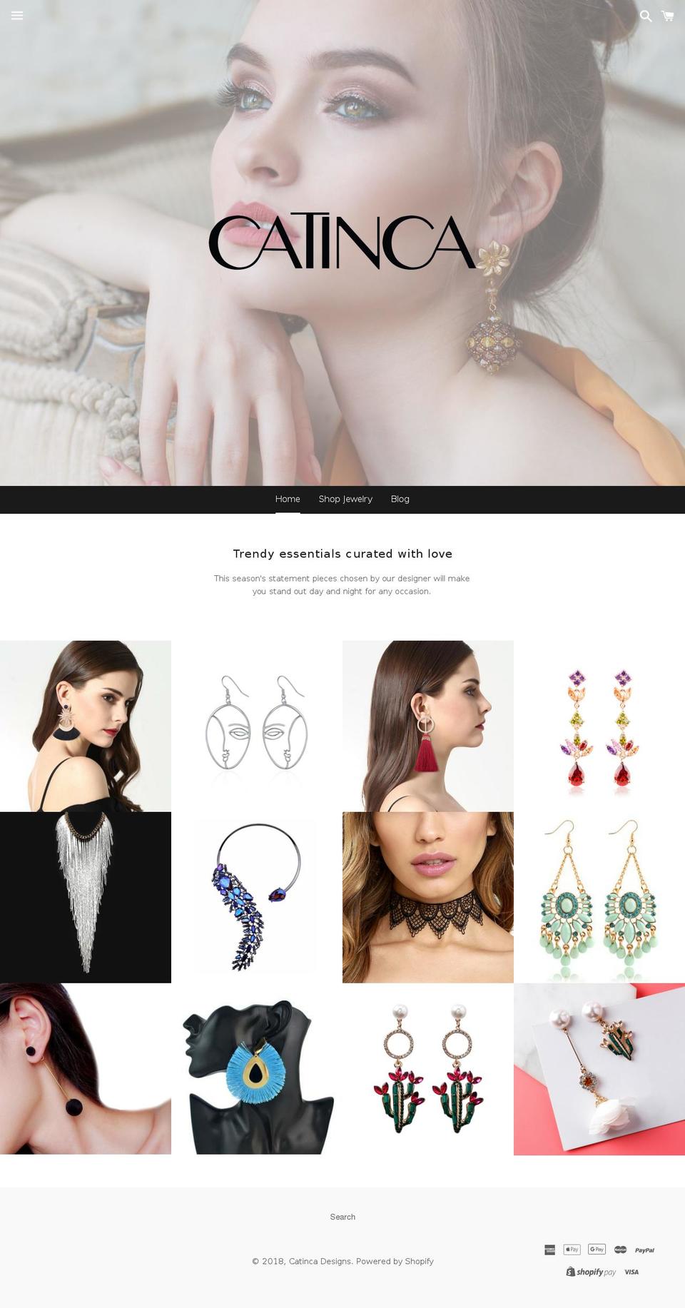 catincadesigns.com — Shopify storefront screenshot