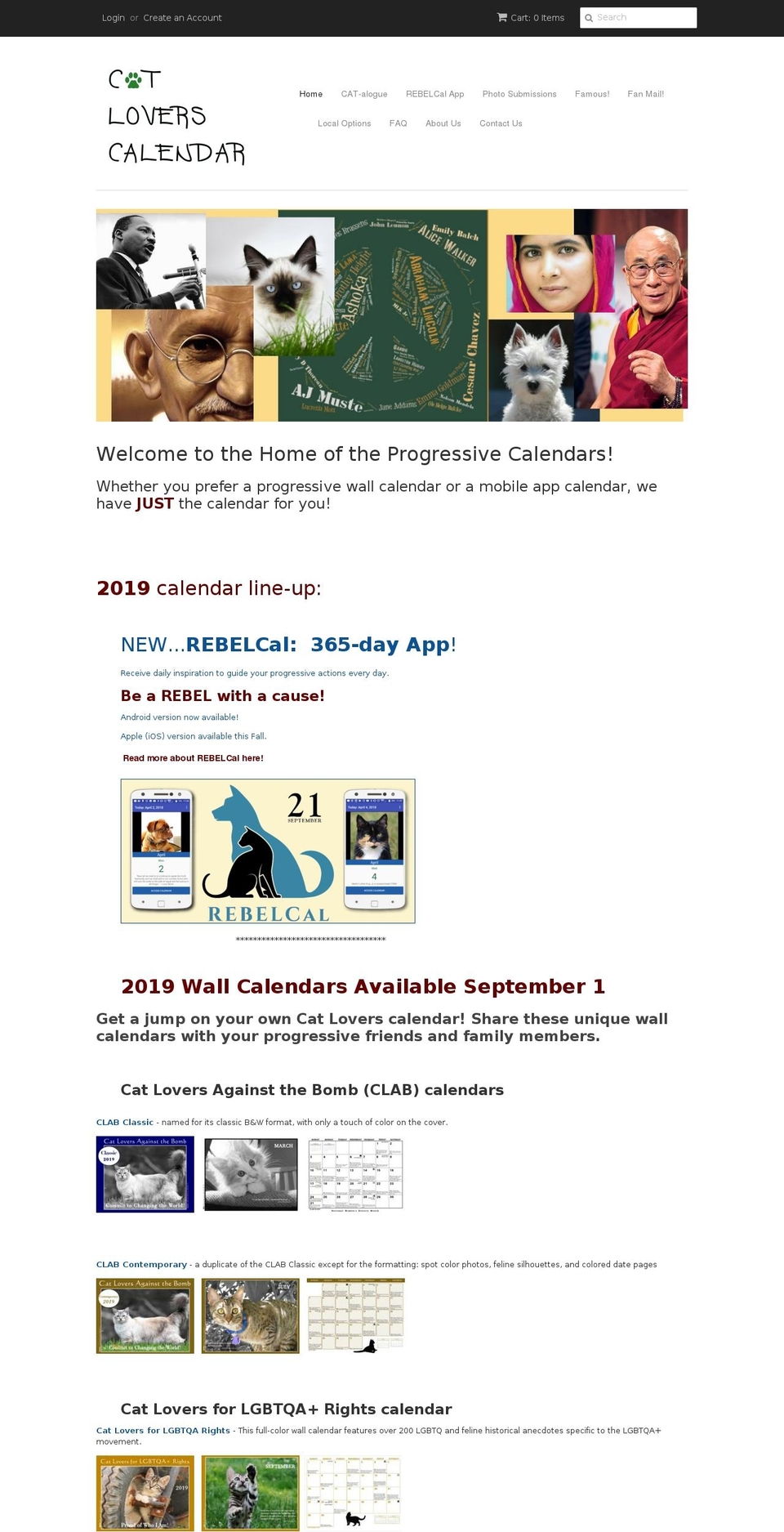 catloverscalendar.org shopify website screenshot