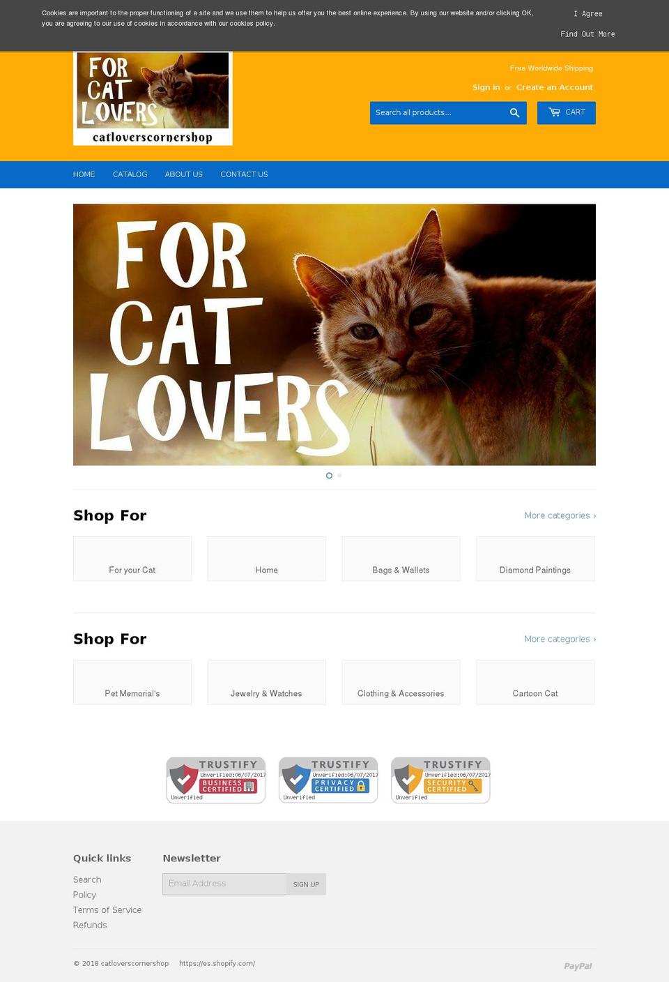 catloverscornershop.com — Shopify storefront screenshot
