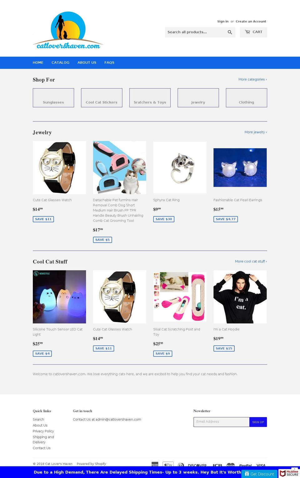 catlovershaven.com — Shopify storefront screenshot