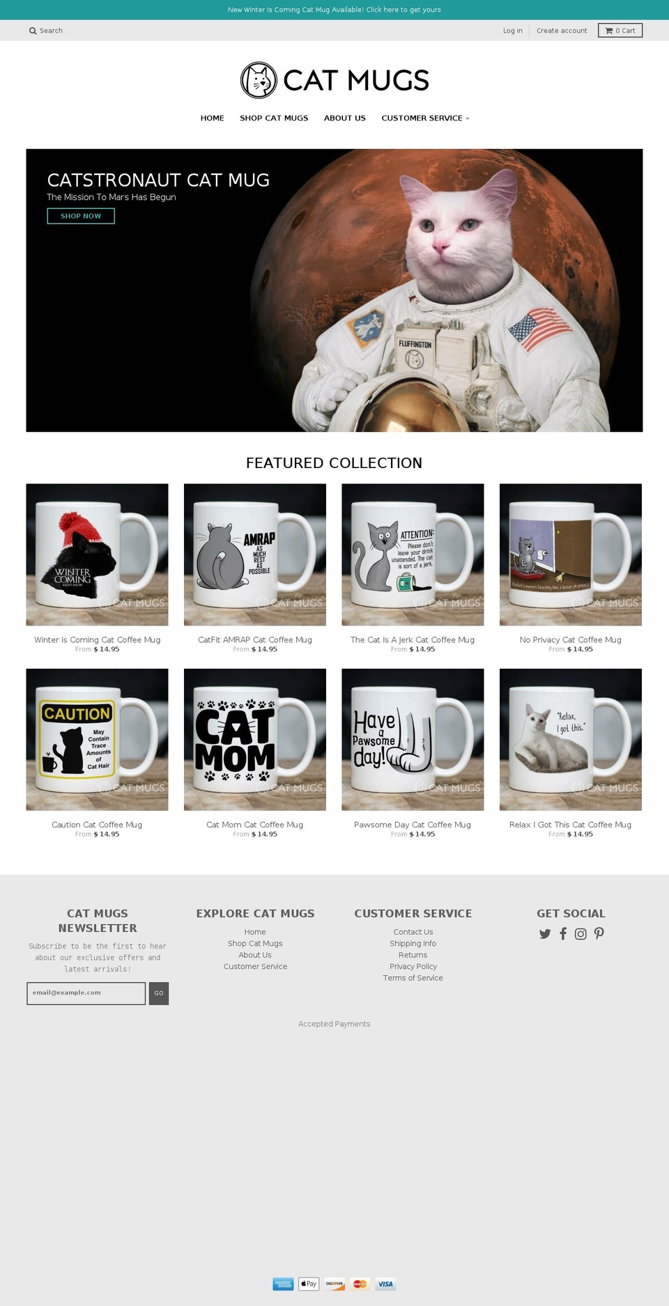 catmugs.com shopify website screenshot