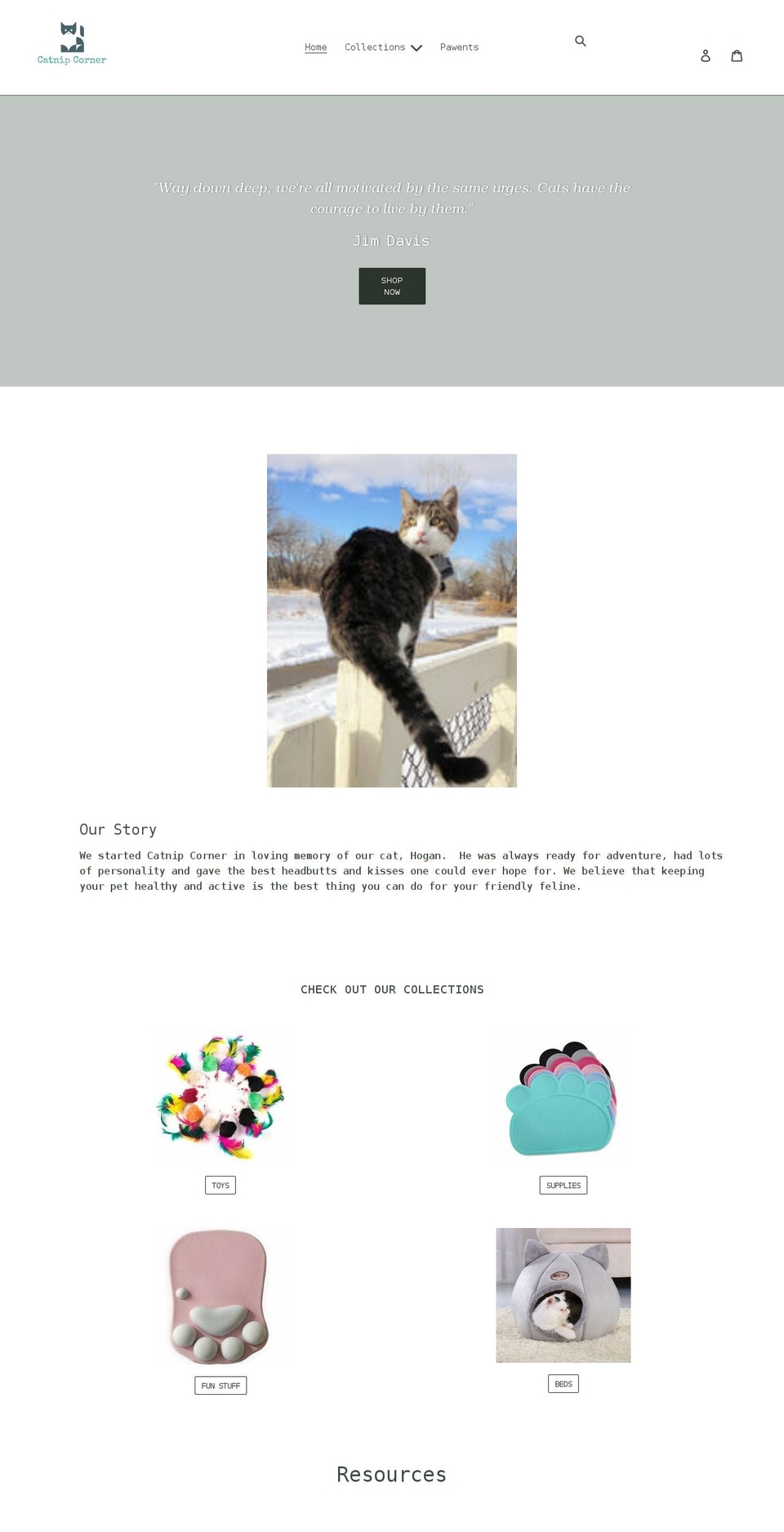 catnipcornerco.com shopify website screenshot