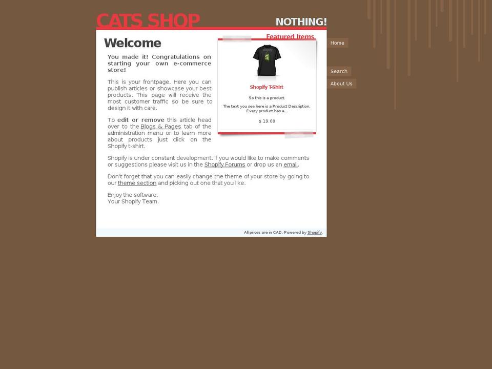 cats.myshopify.com shopify website screenshot