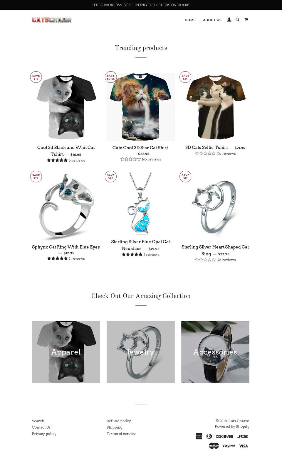 catscharm.com — Shopify storefront screenshot