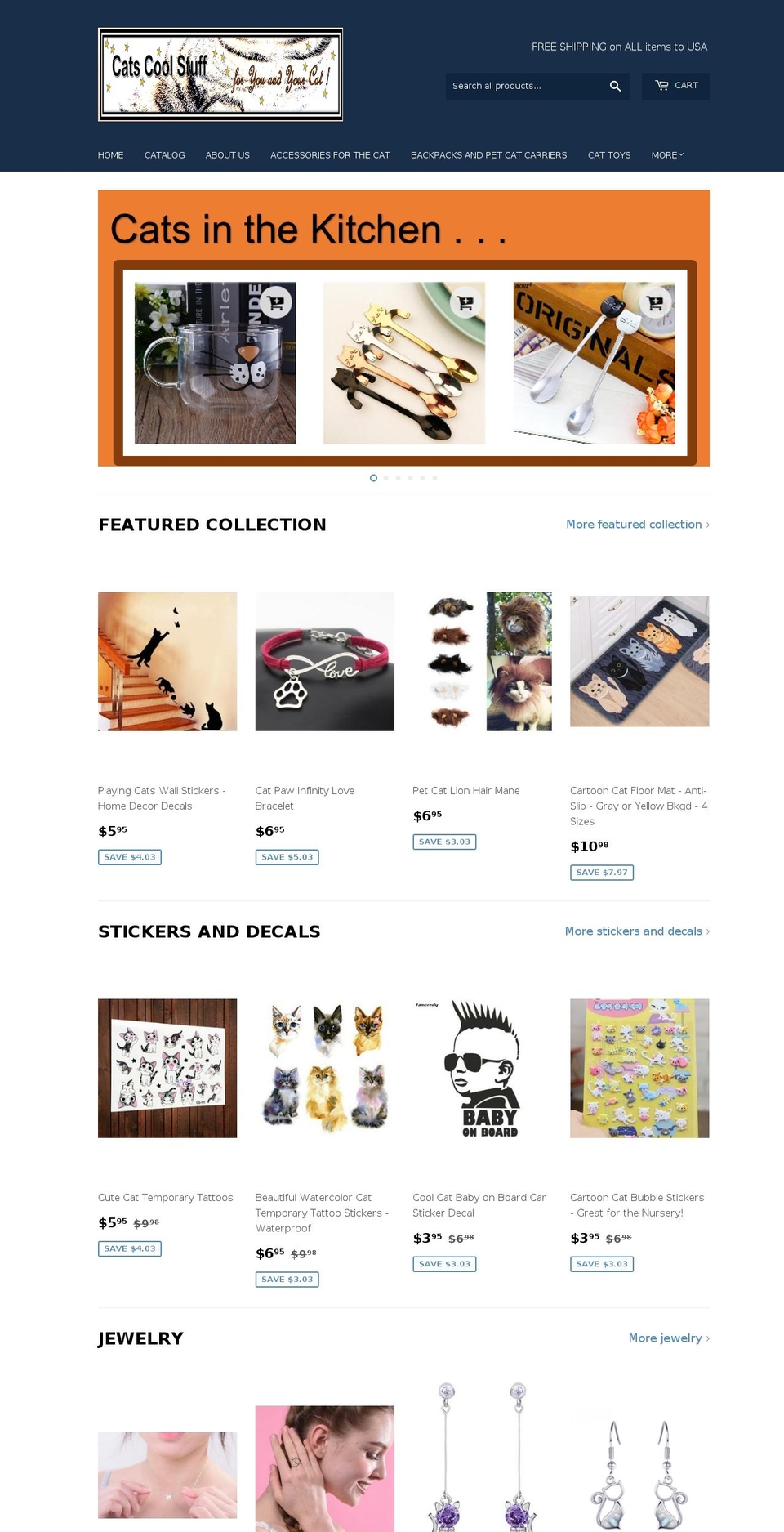catscoolstuff.com — Shopify storefront screenshot