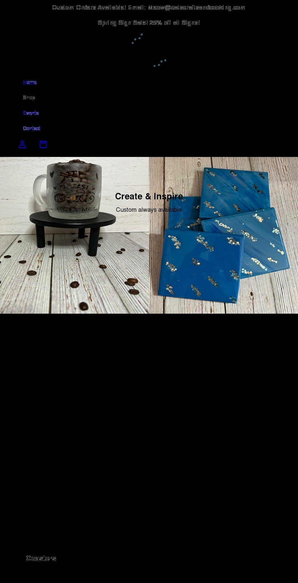 catscraftsandcooking.com shopify website screenshot