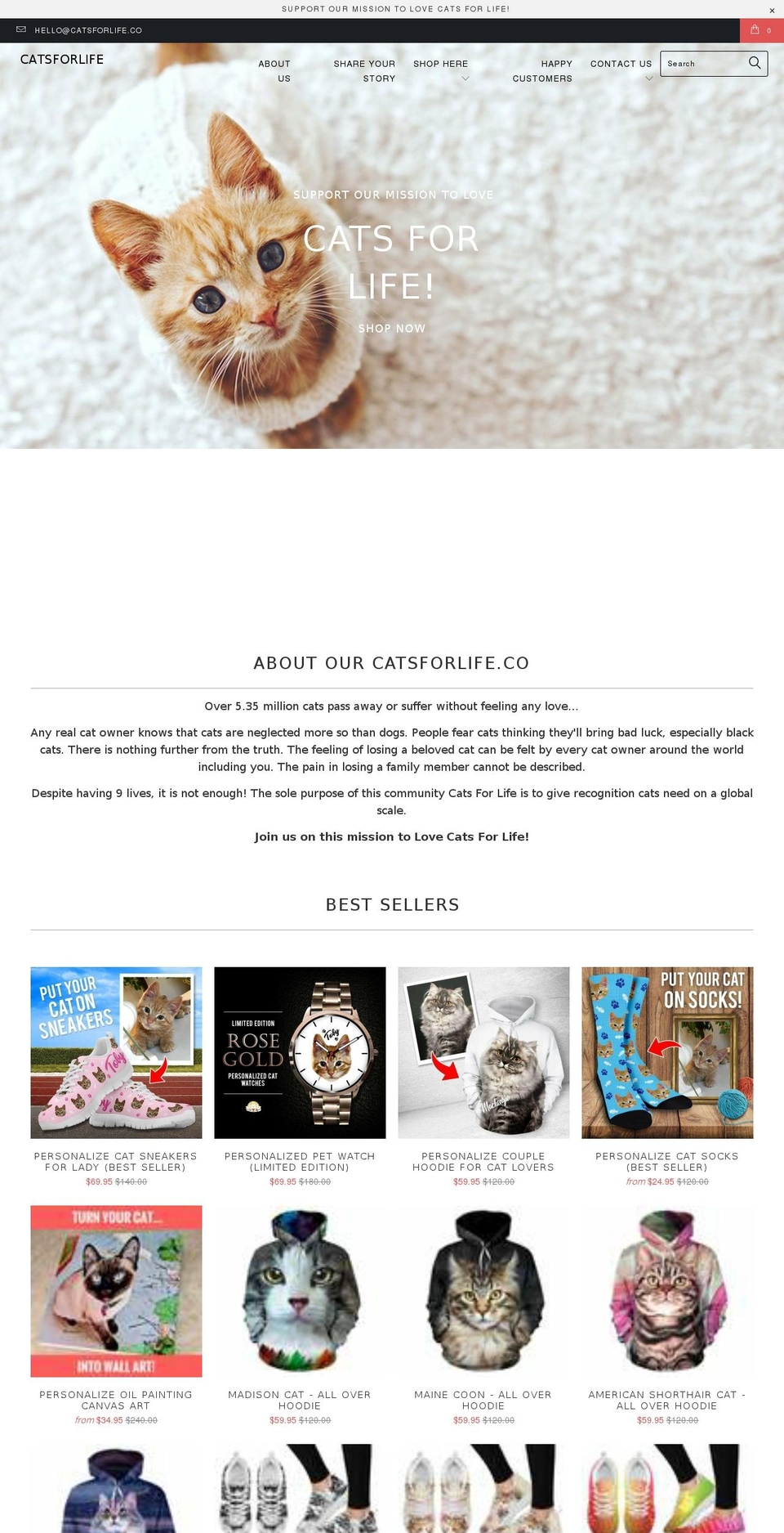 catsforlife.co shopify website screenshot