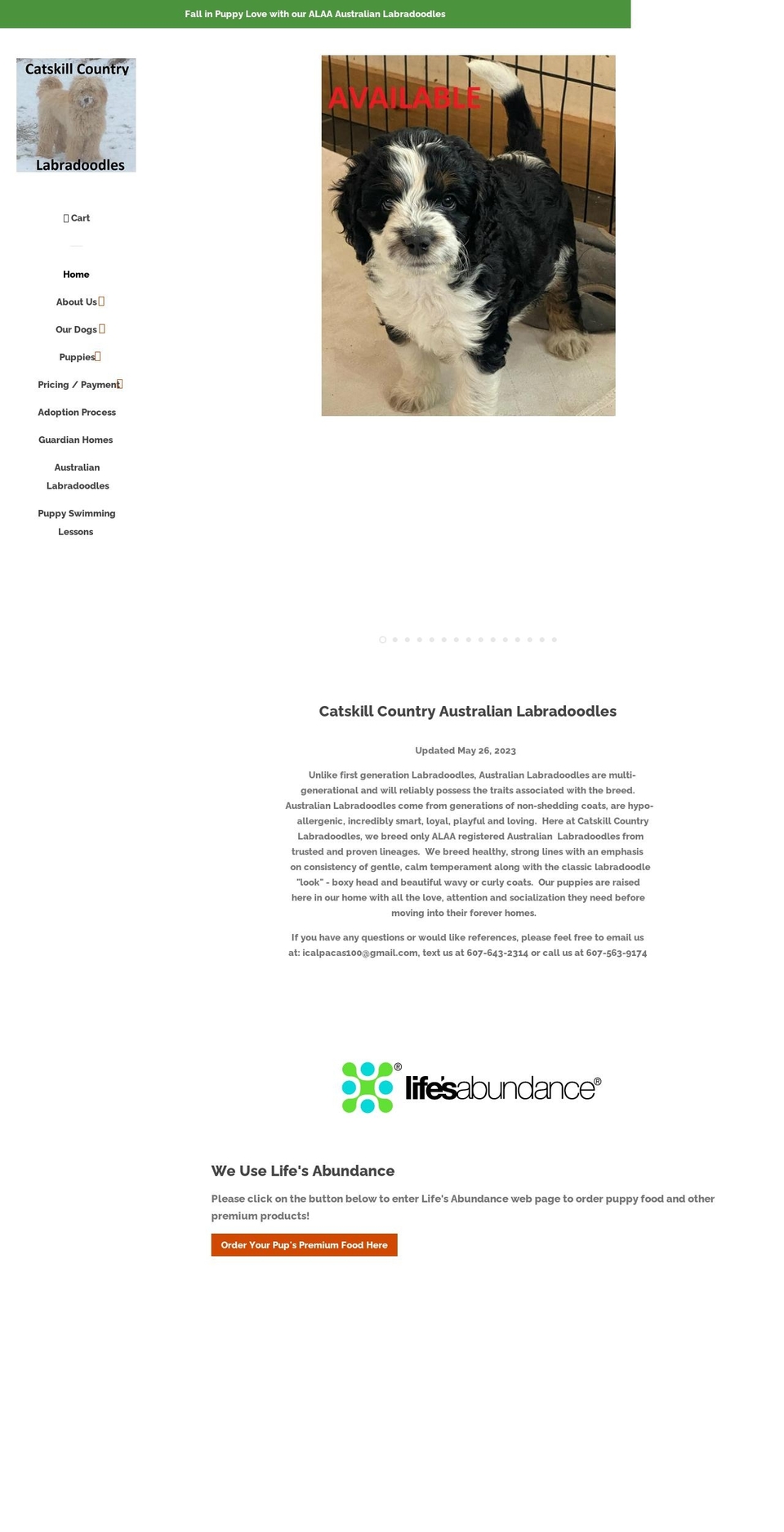 catskillcountrylabradoodles.com — Shopify storefront screenshot