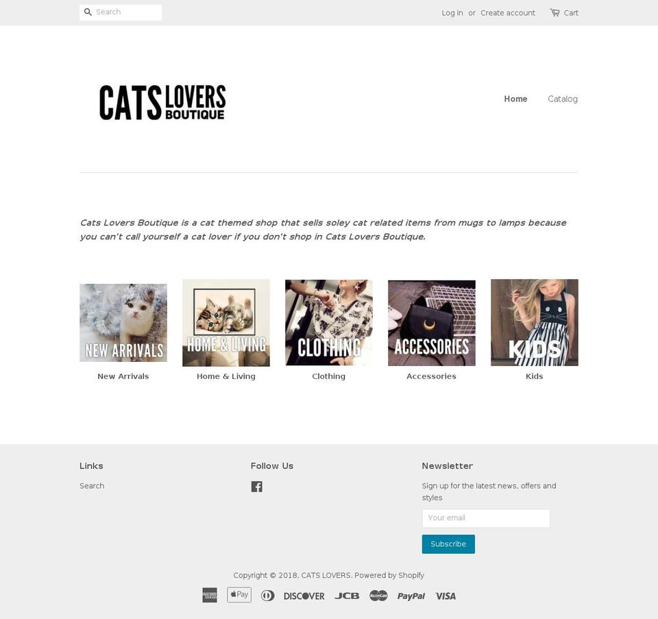 catsloversboutique.com — Shopify storefront screenshot