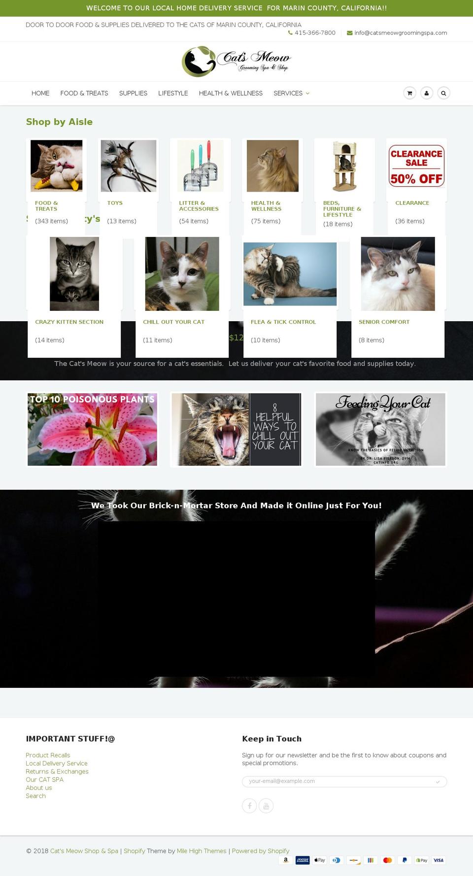 catsmeowspashop.com — Shopify storefront screenshot