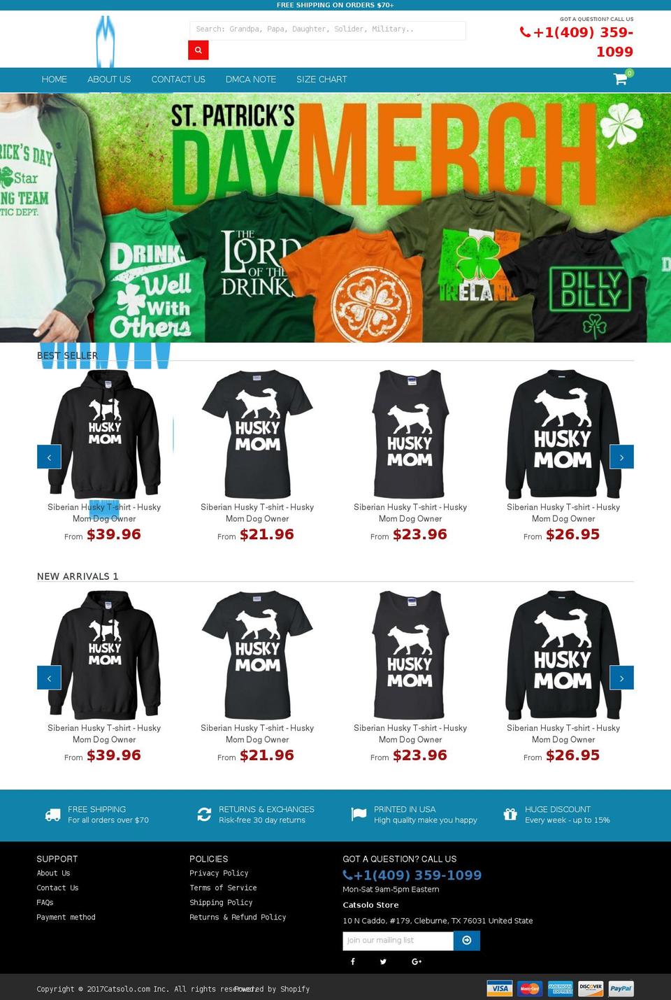 catsolo.com shopify website screenshot