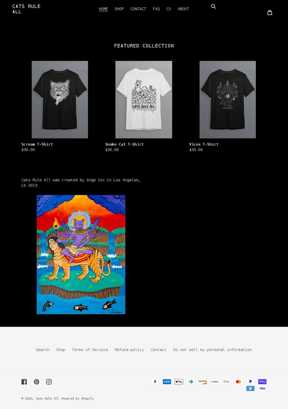 catsruleallart.com shopify website screenshot