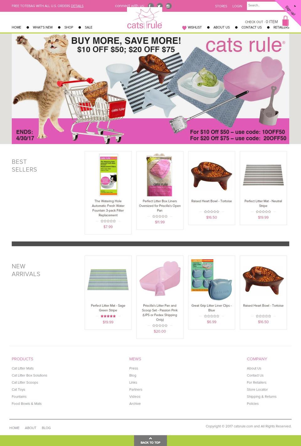 catsruleanddogsrock.com shopify website screenshot