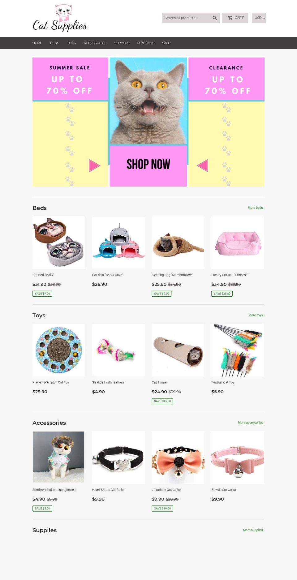 catsupplies.co shopify website screenshot