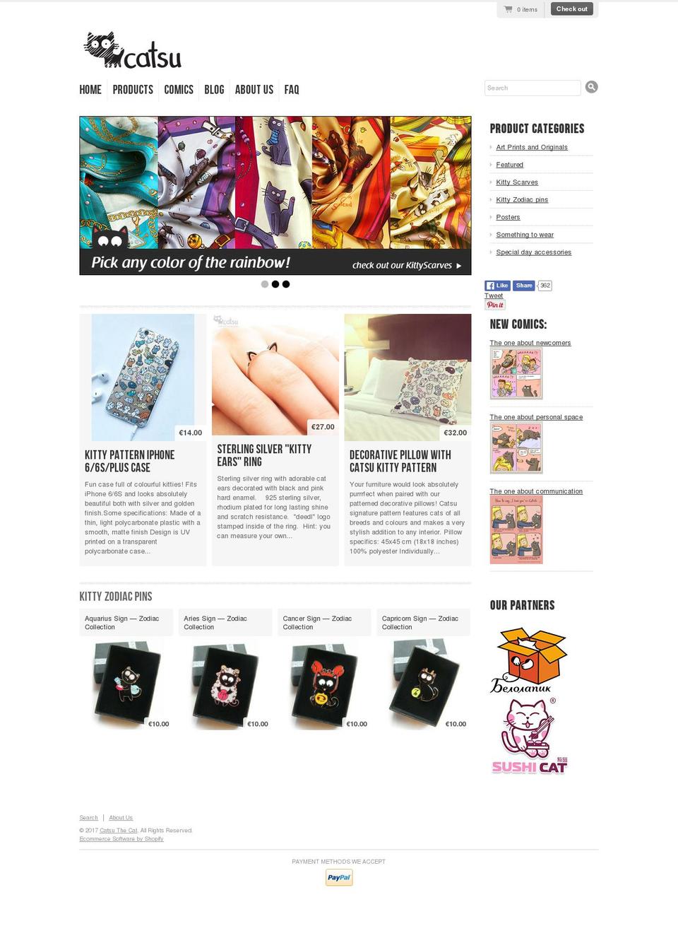 Radiance Shopify theme site example catsuthecat.com