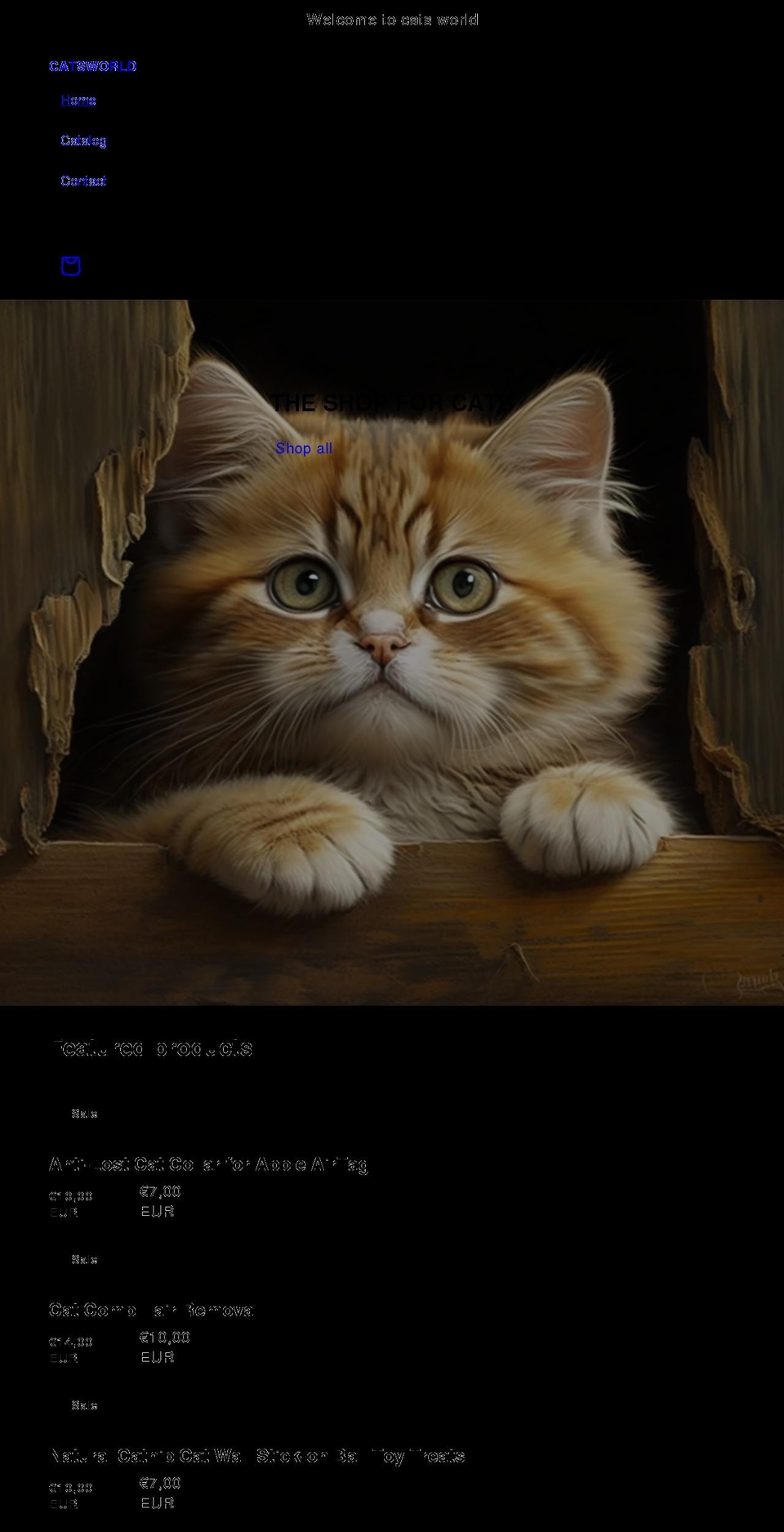 catsworld.store shopify website screenshot