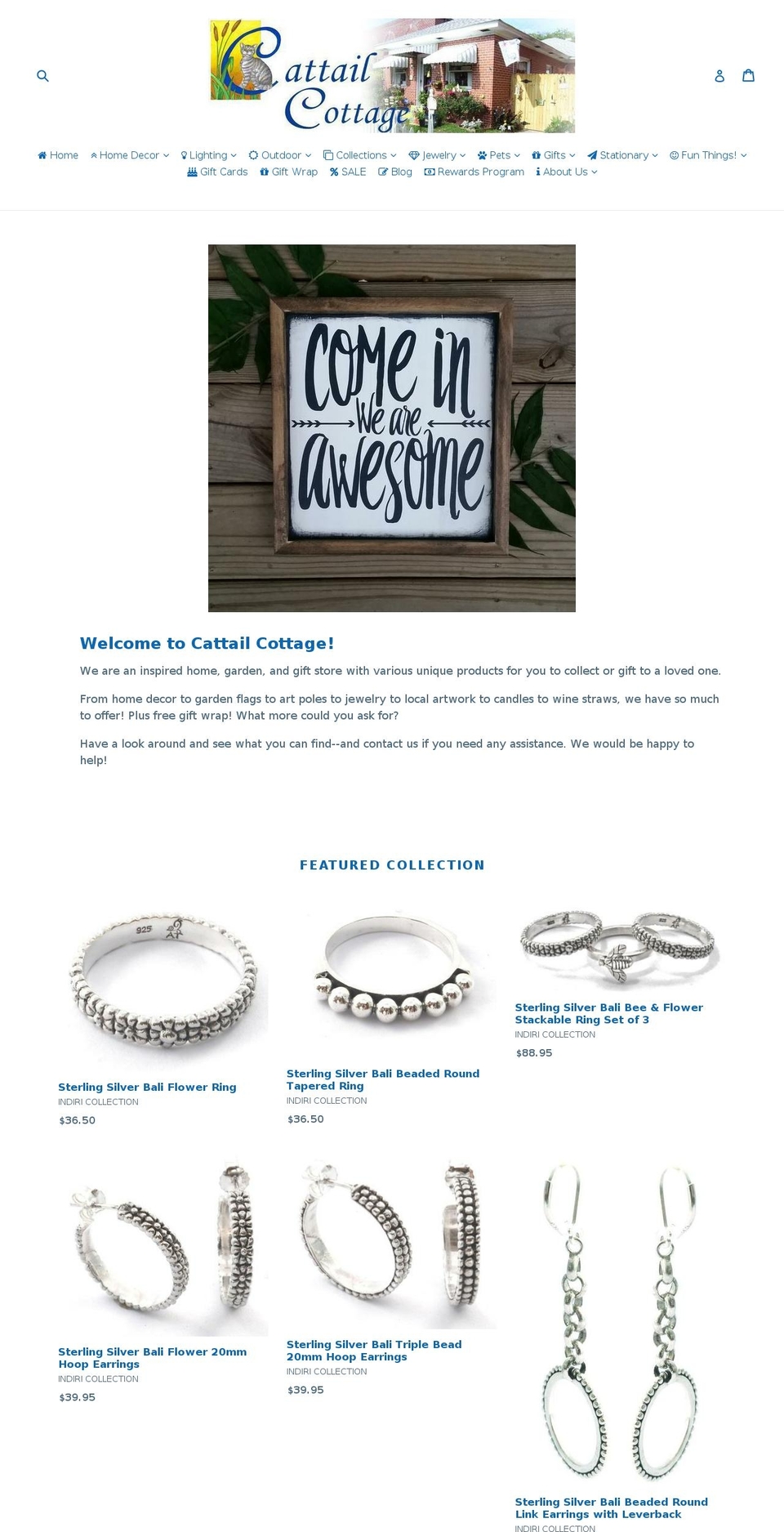 cattailcottagenc.com shopify website screenshot