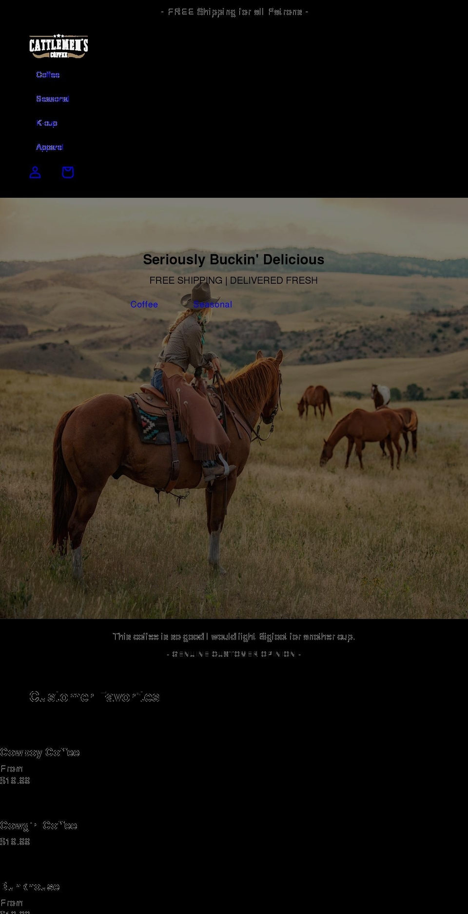 cattlemenscoffee.com shopify website screenshot