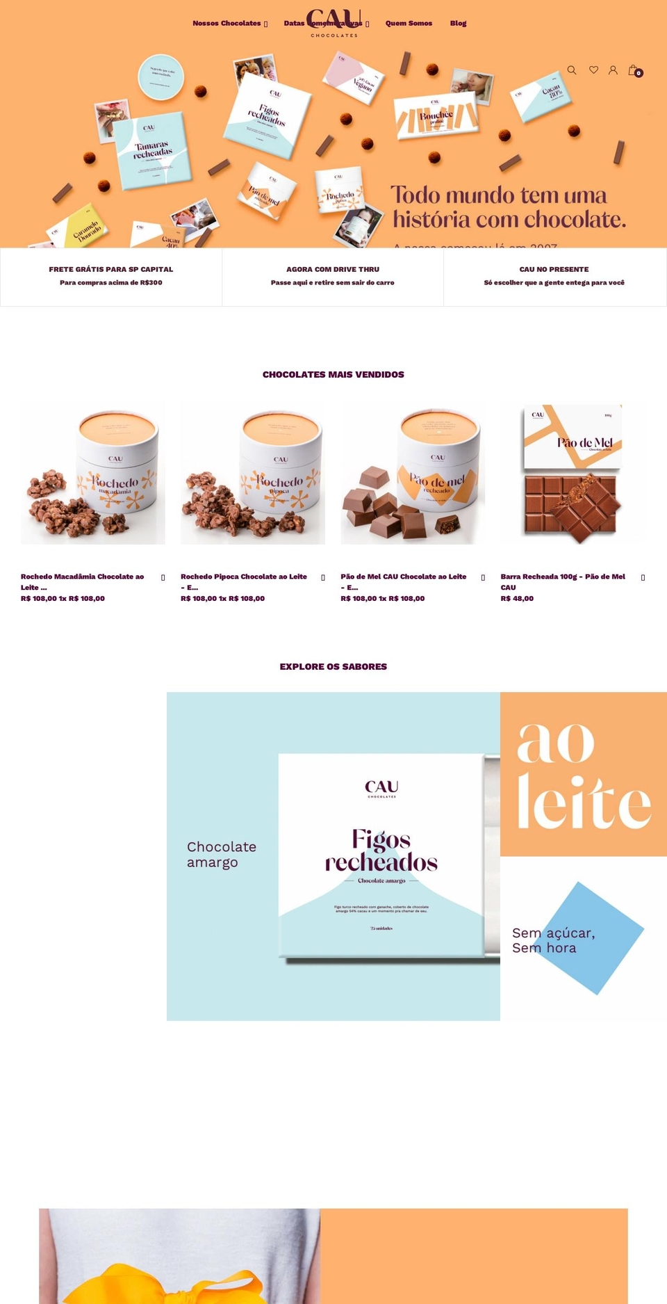 cauchocolates.com.br shopify website screenshot