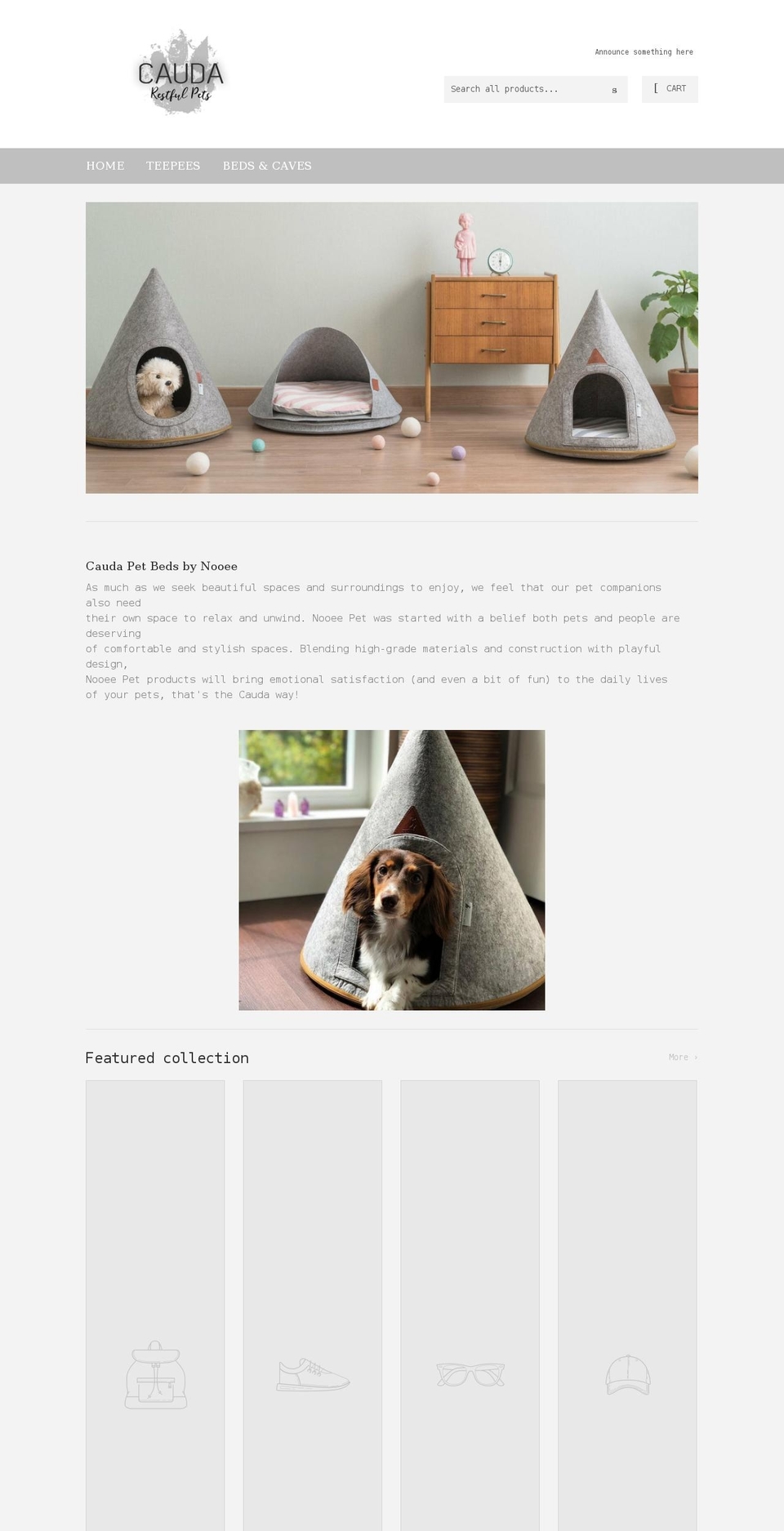 cauda.myshopify.com shopify website screenshot