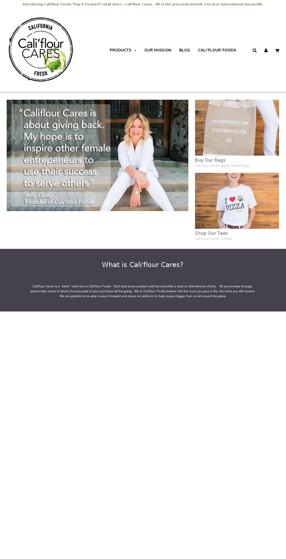 cauliflowercares.org shopify website screenshot