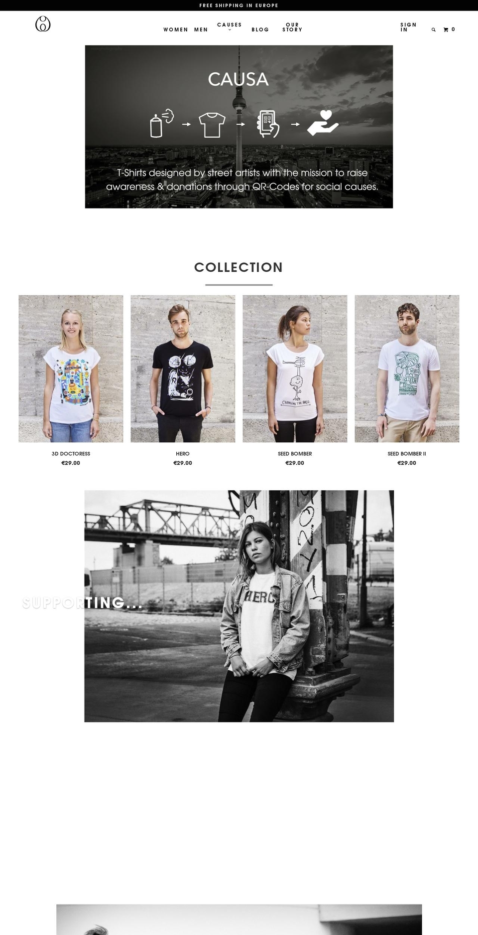 causaclothing.org shopify website screenshot