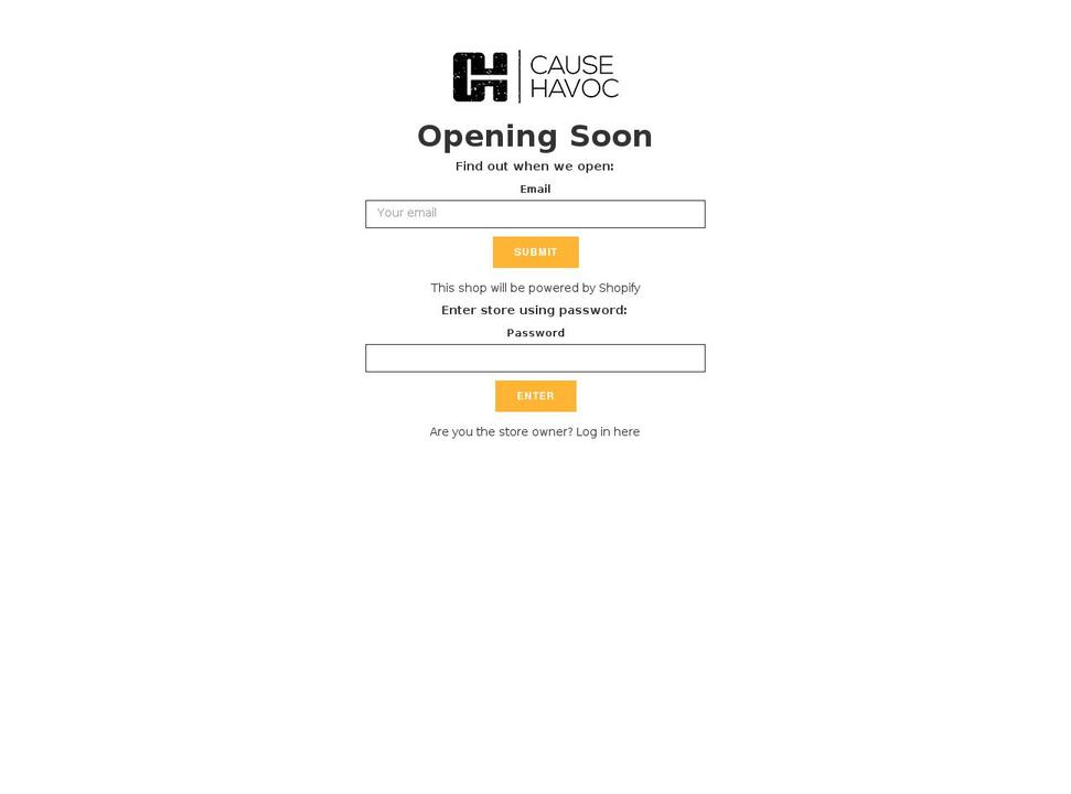 causehavoc.com shopify website screenshot
