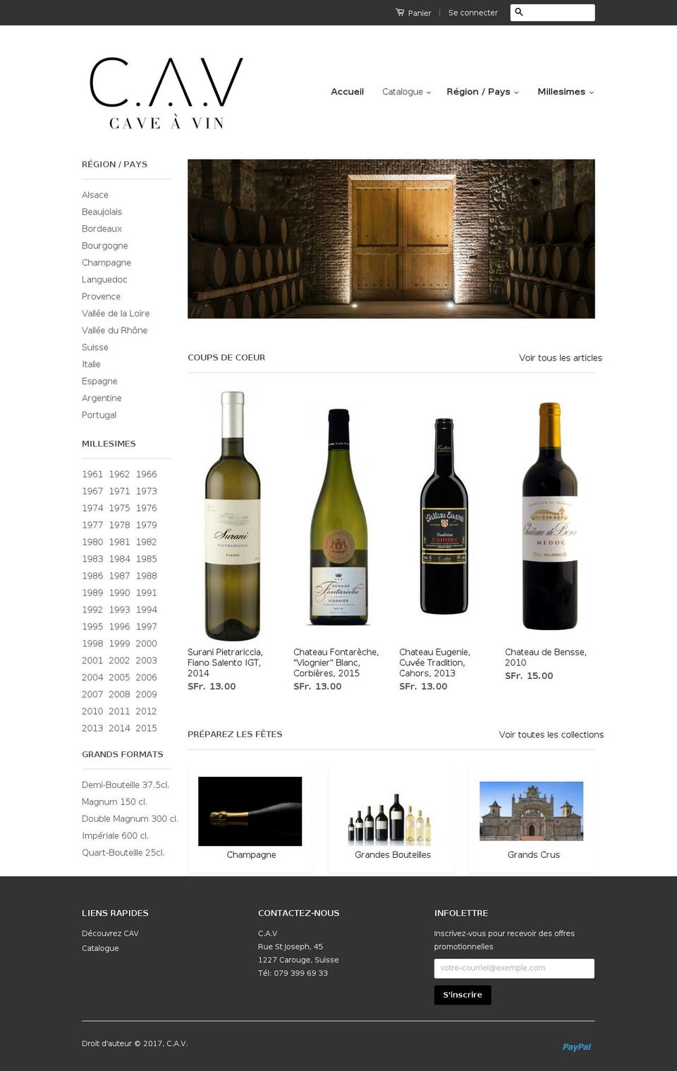 cav-a-vin.com shopify website screenshot