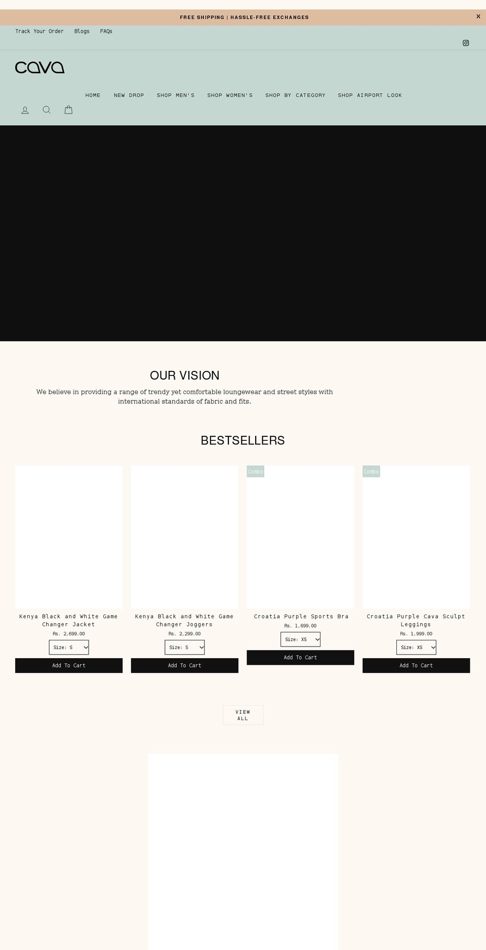 cavaathleisure.com shopify website screenshot