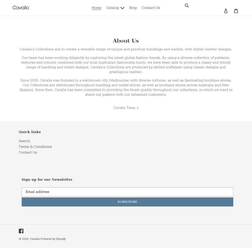 cavalla.com.au shopify website screenshot