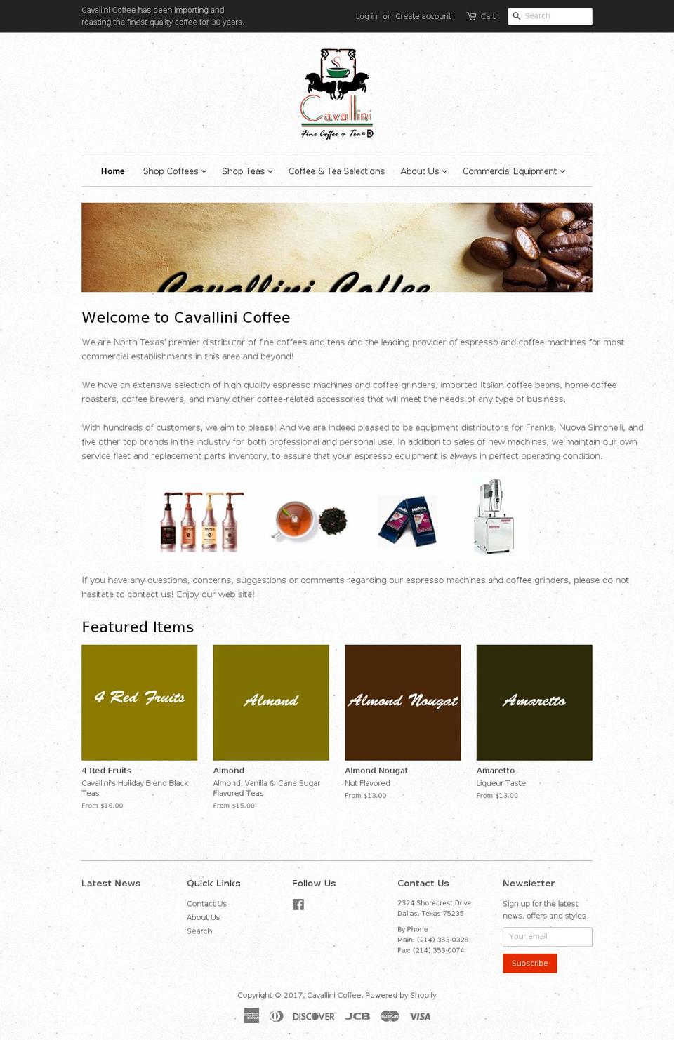 cavallinicoffee.com shopify website screenshot