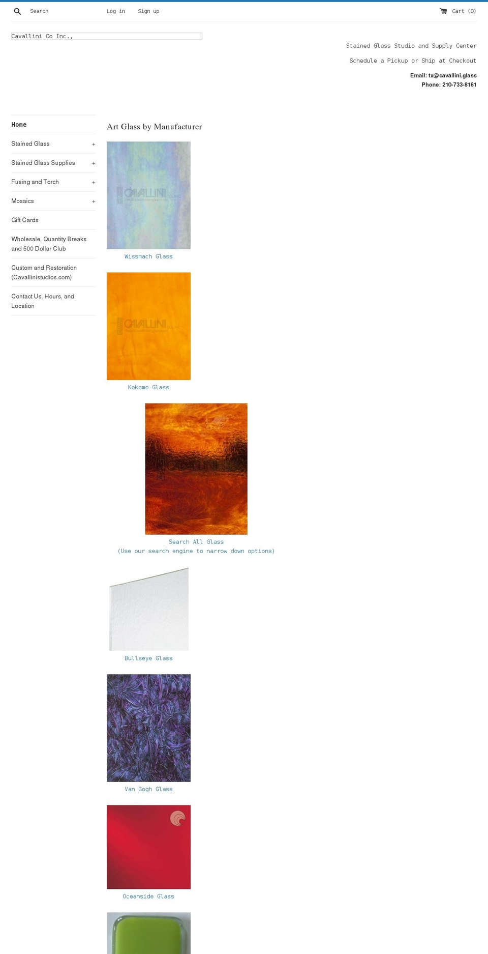 cavalliniglass.com shopify website screenshot