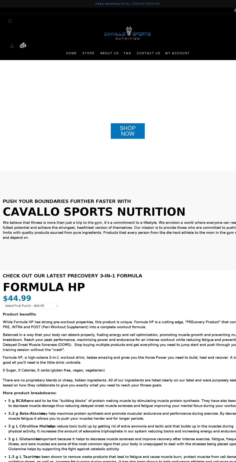 cavallosportsnutrition.com shopify website screenshot
