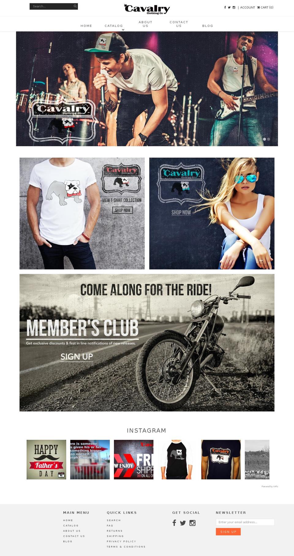cavalryclothingco.com shopify website screenshot