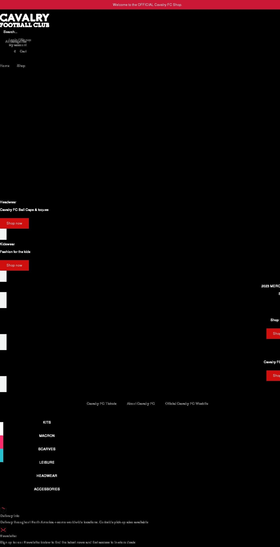 cavalryfcshop.com shopify website screenshot