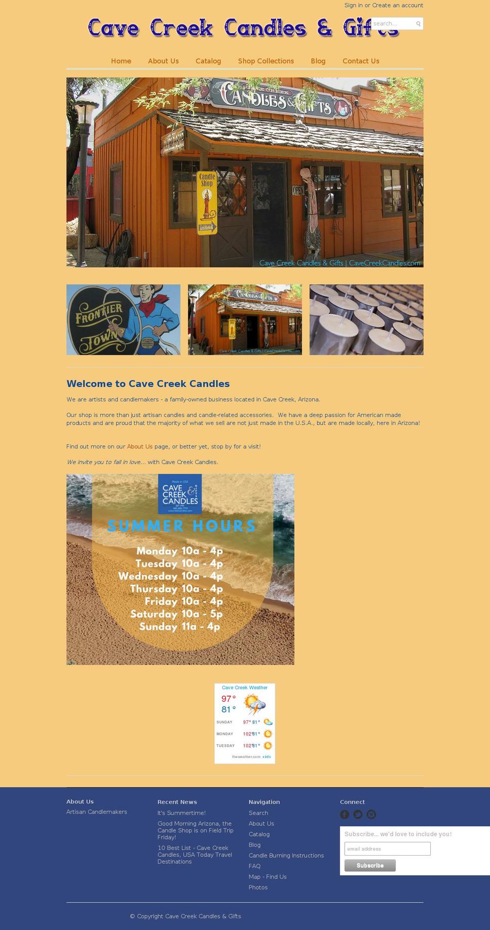 cave-creek-candles.myshopify.com shopify website screenshot