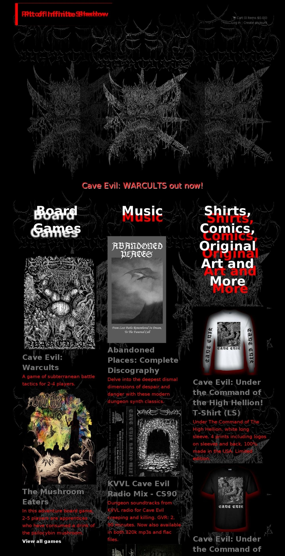 cave-evil.com shopify website screenshot