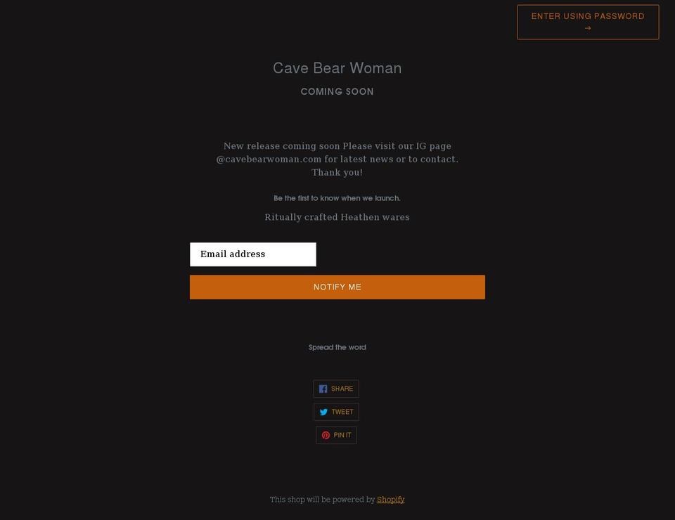 cavebearwoman.com shopify website screenshot