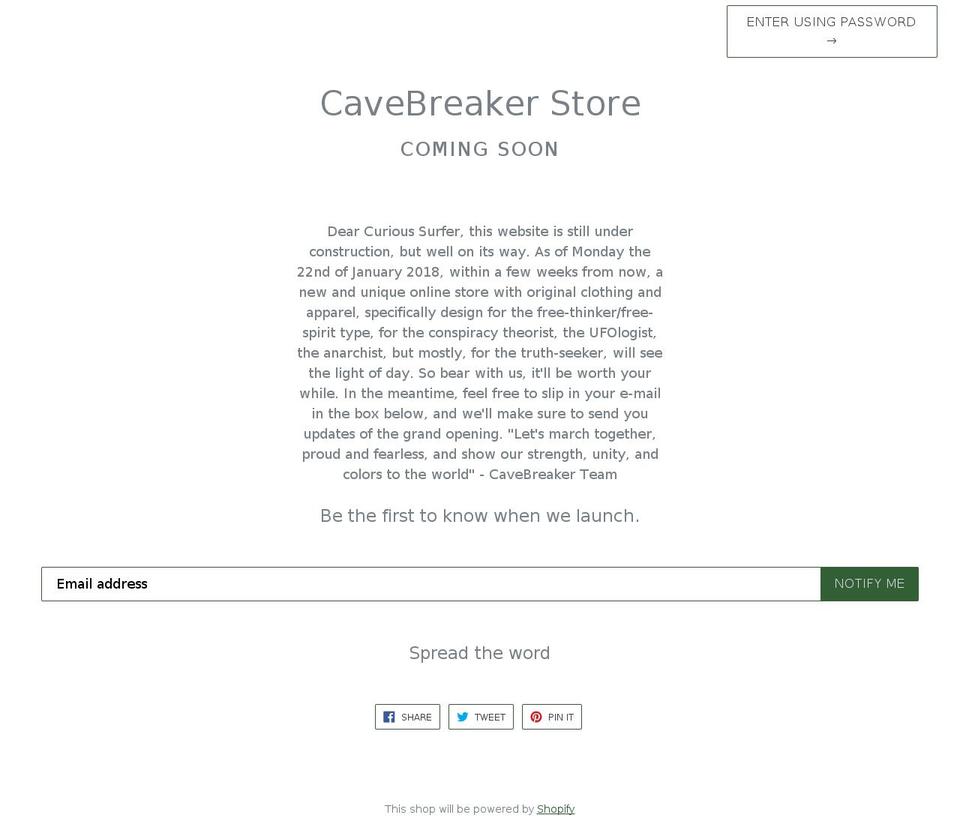 cavebreaker.com — Shopify storefront screenshot