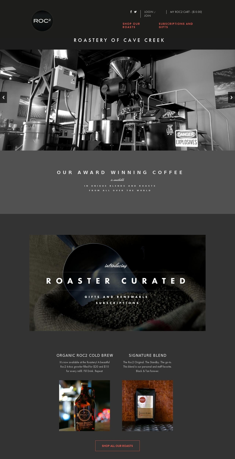 natural Shopify theme site example cavecreekcoffeeroasters.com