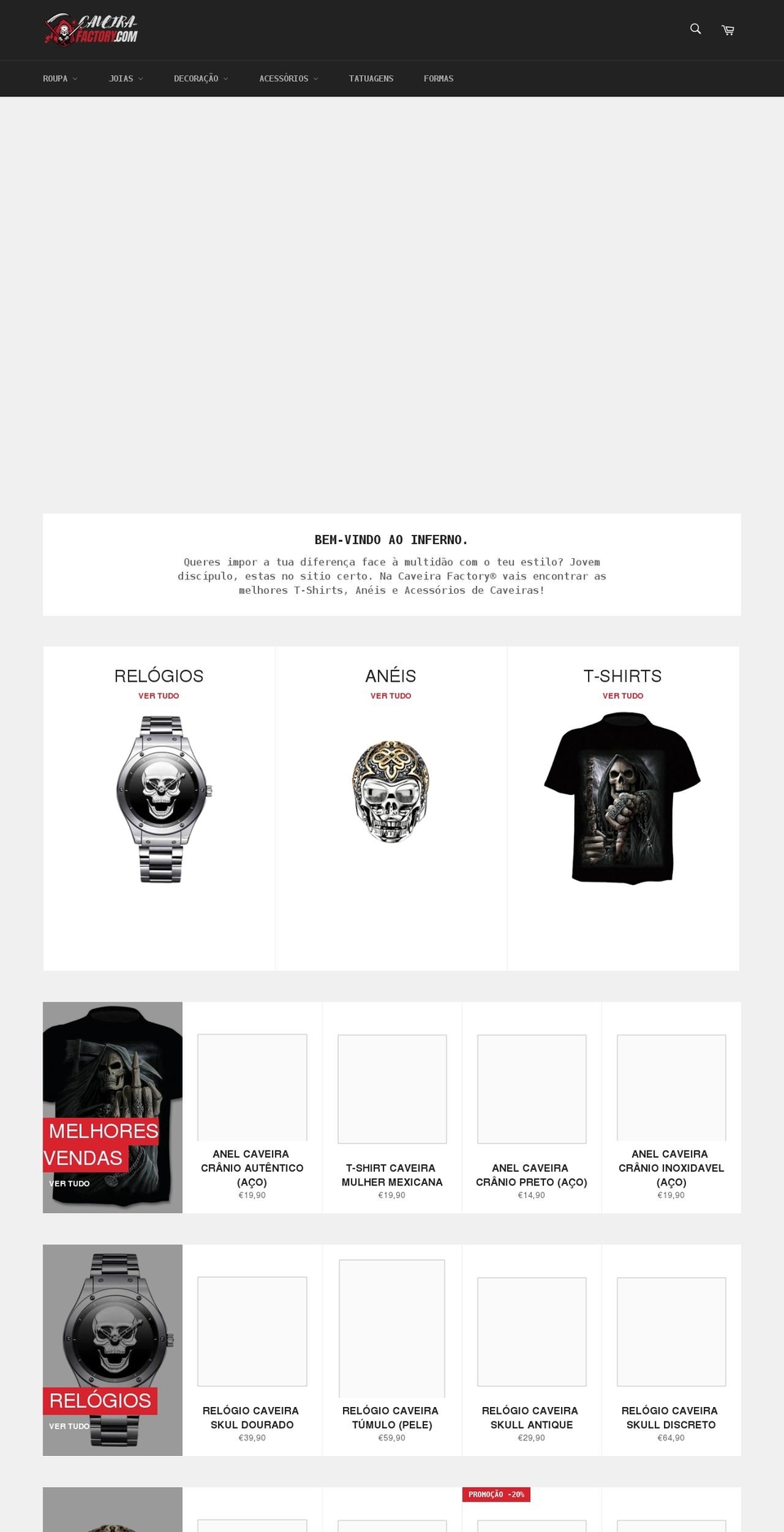 caveira-factory.com shopify website screenshot