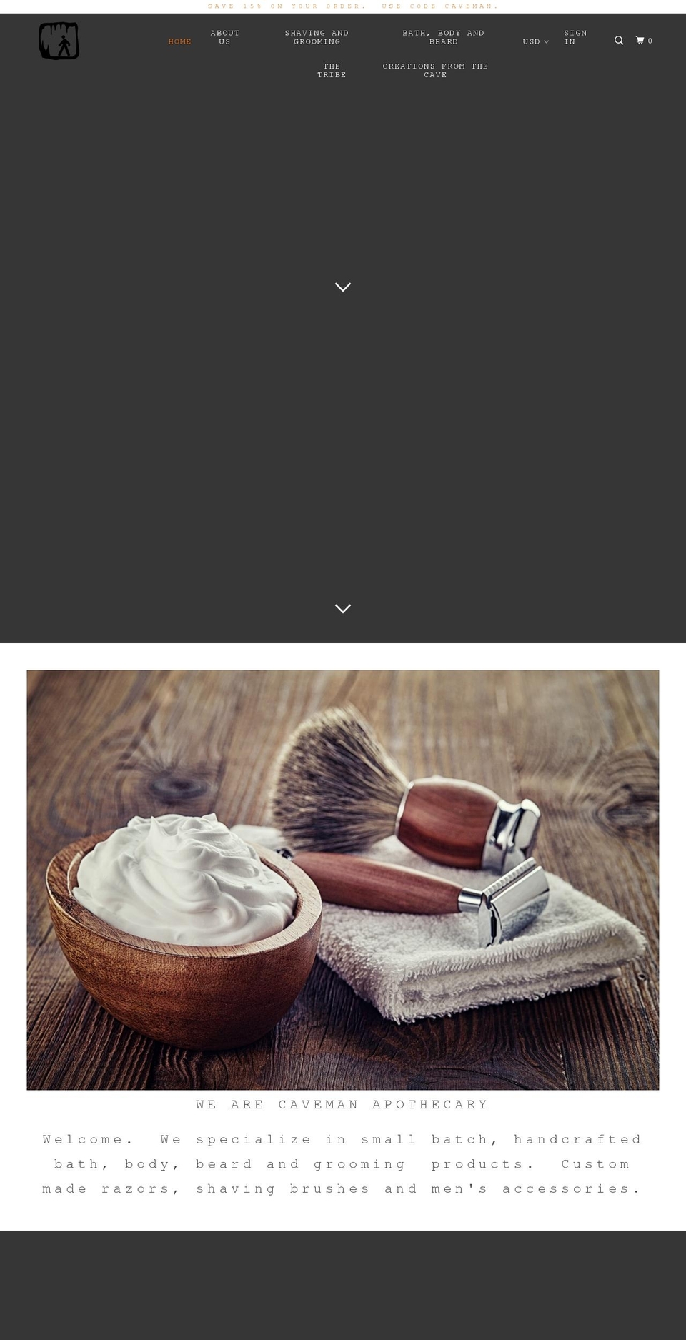 caveman-apothecary.com shopify website screenshot