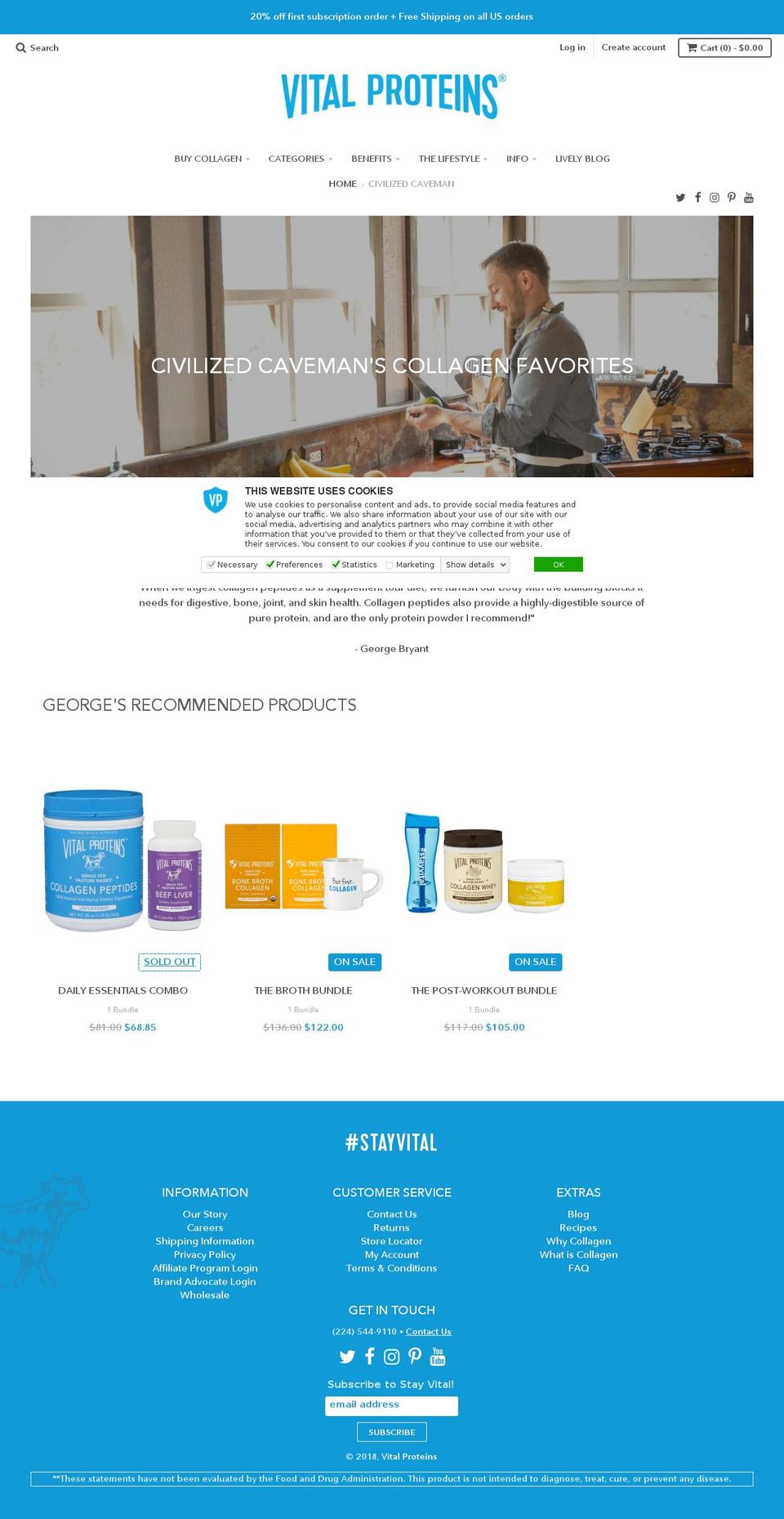 cavemancollagen.com — Shopify storefront screenshot