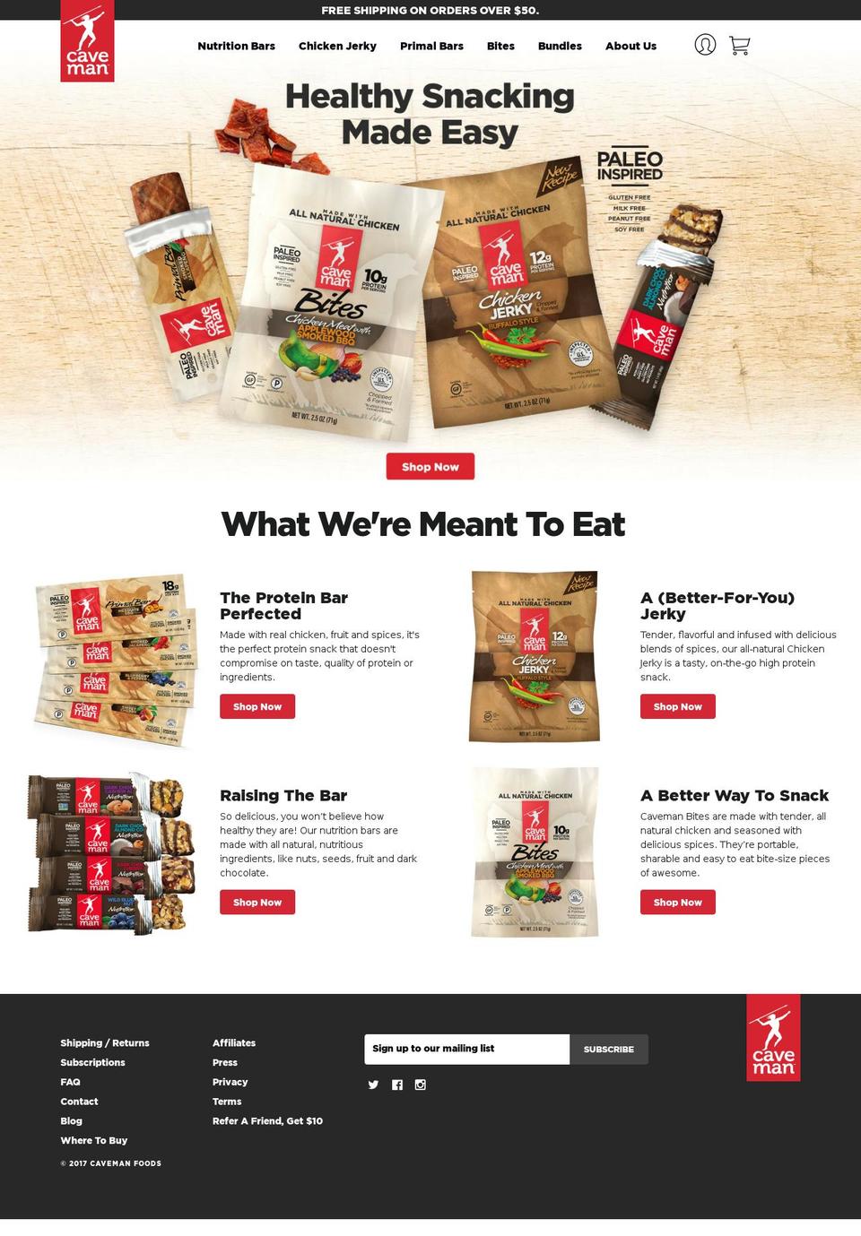 cavemanfoods.com shopify website screenshot