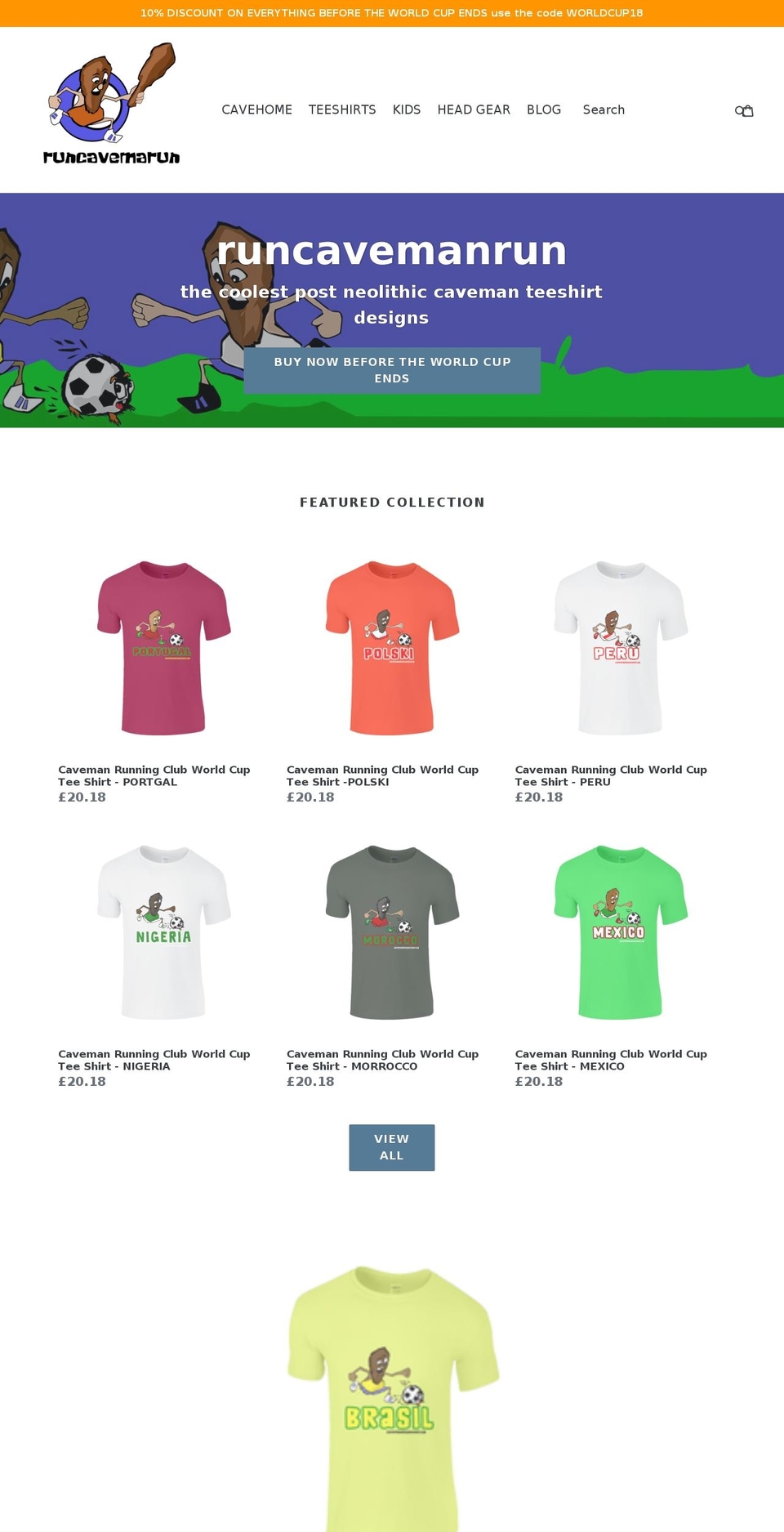 cavemanrunningclub.com — Shopify storefront screenshot
