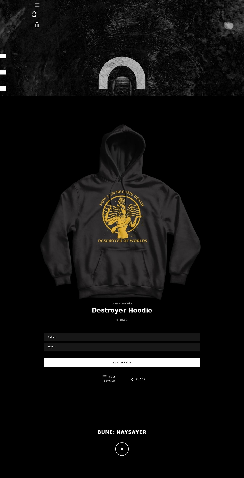 cavescommission.com — Shopify storefront screenshot