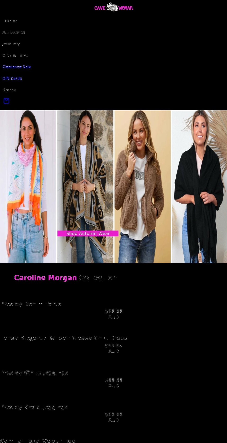 cavewoman.com.au shopify website screenshot